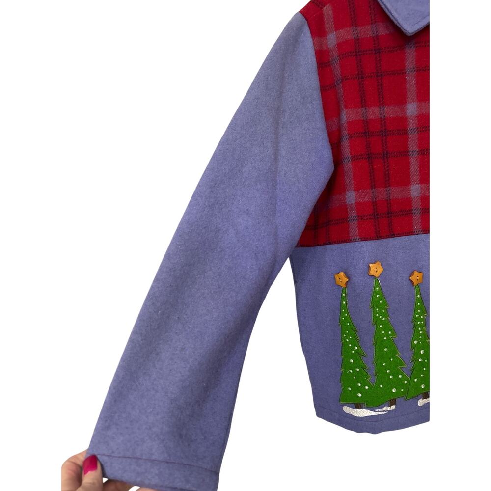 Vintage Christmas Patchwork Wool Blend Jacket Coa… - image 6